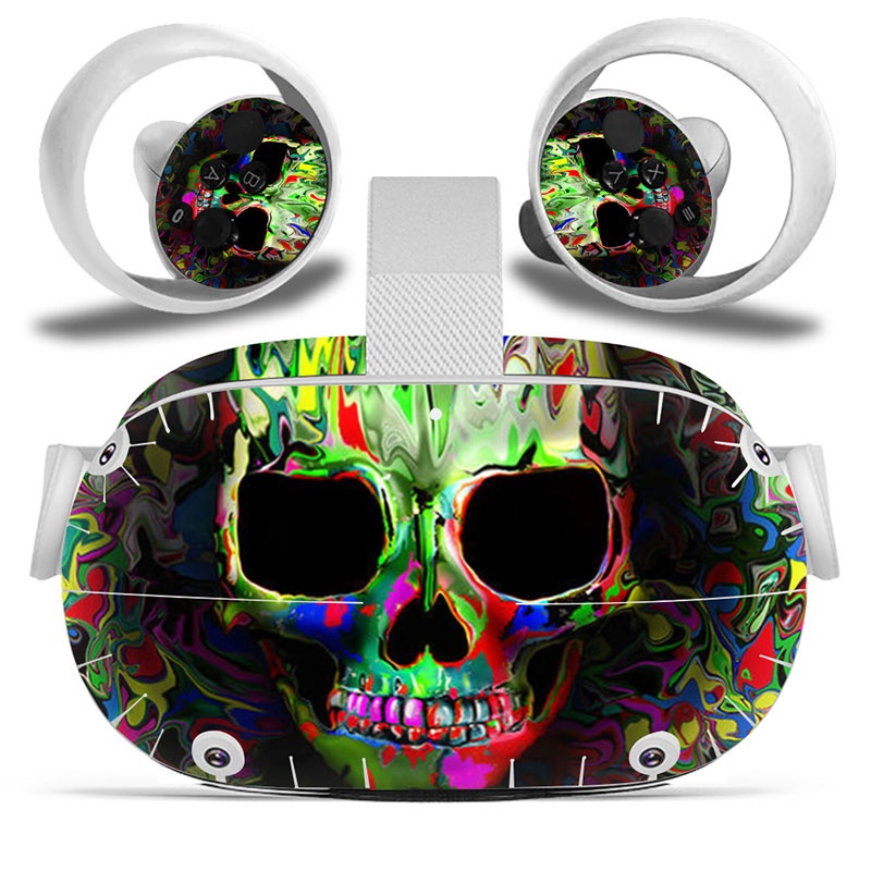 Amify Vinyl Skin Sticker for Oculus Quest 2 VR Headset Controller PVC Decals Cute Cartoon Wrap Cover for Oculus Quest 2 Accessories