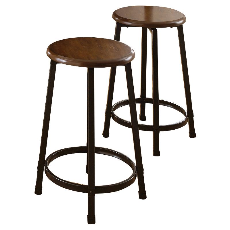 Set of 2 Reba Counter Stools Metal/Brown - Steve Silver Company