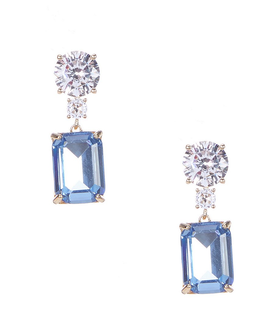 Gemma Layne Two Round Rectangle Multi Stone Drop Earrings