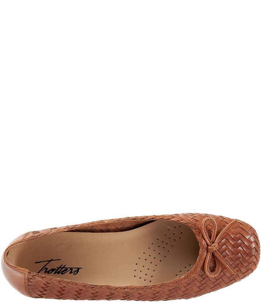 Trotters Gillian Woven Leather Bow Detail Ballet Flats