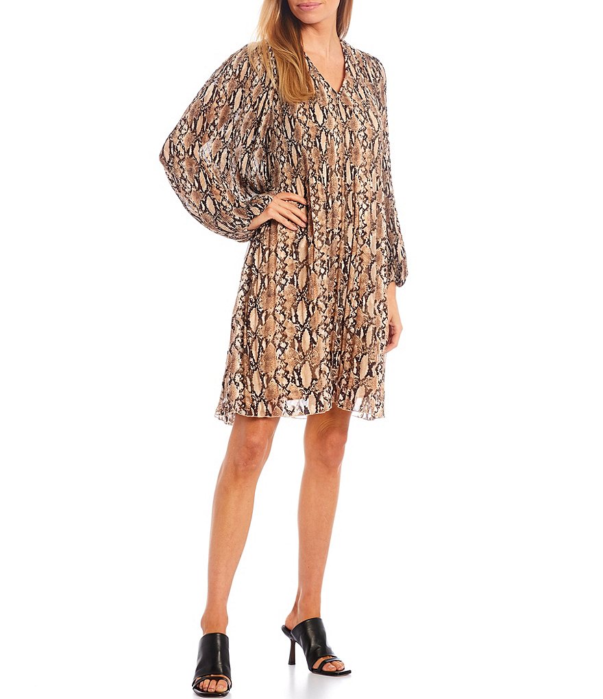Preston & York Jessica Chiffon Snake Print Shift Dress