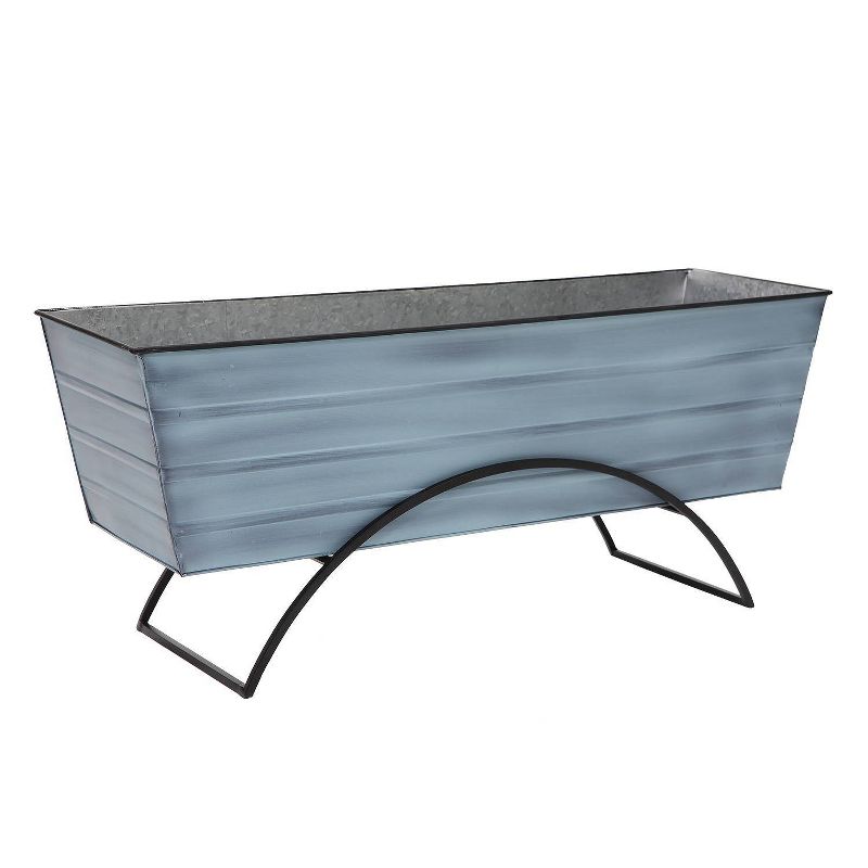 35.25" Large Galvanized Steel Flower Box with Wall Brackets Green - ACHLA Designs