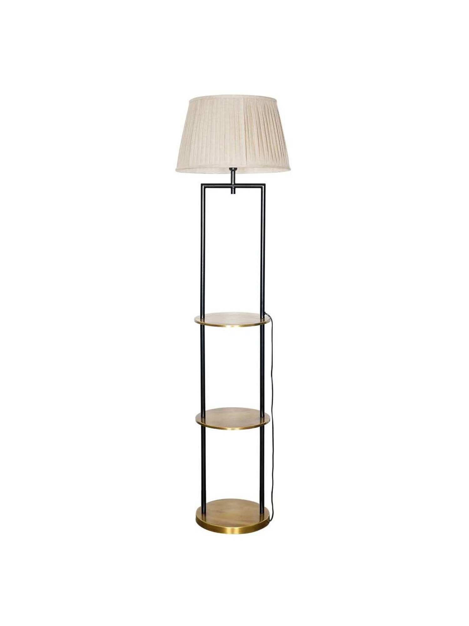 Kapoor E Illuminations Gallow Brass & Black Metal Multiutility Shelf Floor Lamp