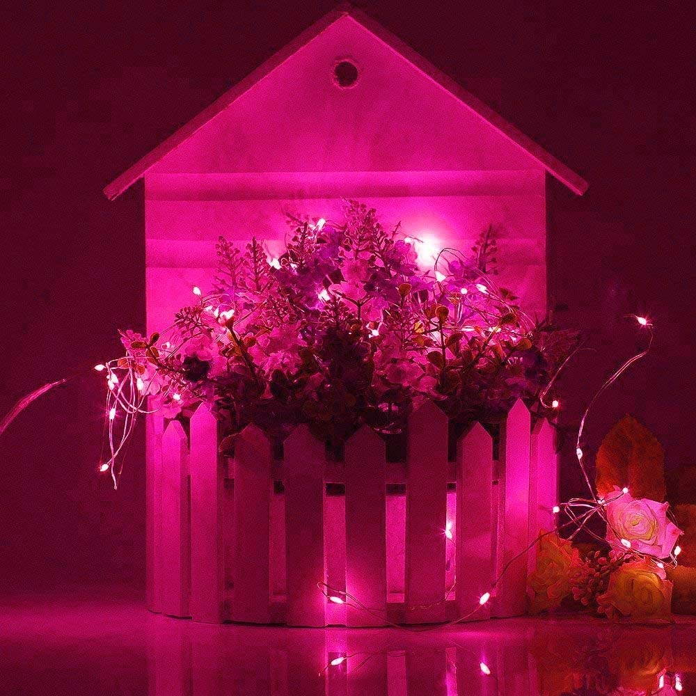 ER CHEN 165ft Led String Lights, 500 Led Fairy Starry Lights on 50M Silvery Copper Wire String Lights for Christmas (Pink)