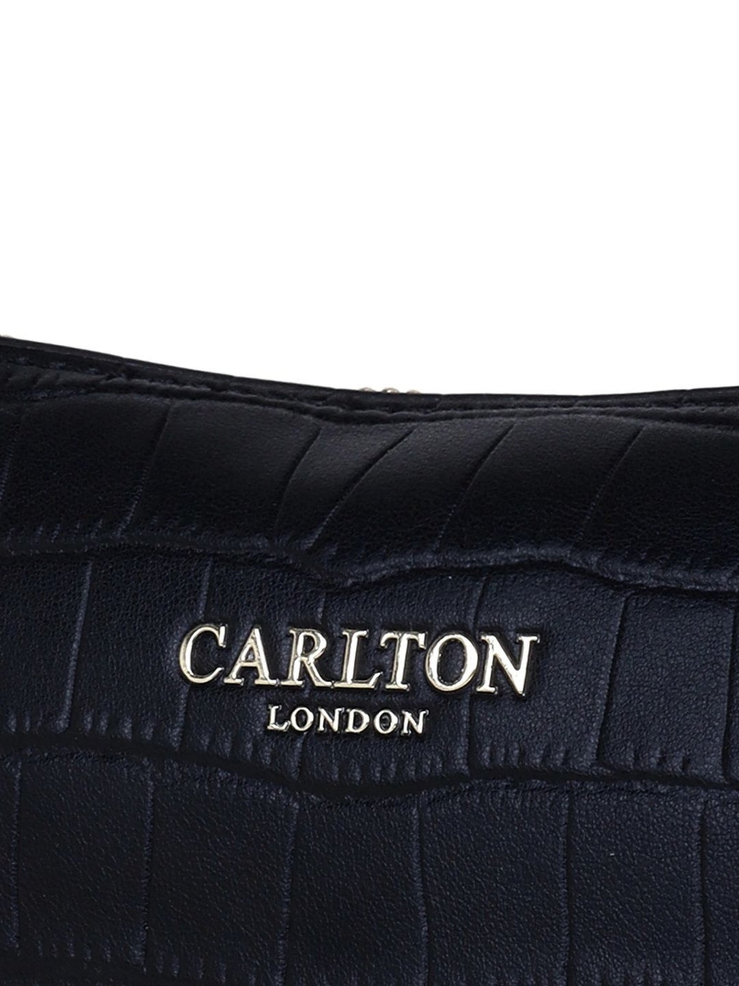 Carlton London Black Textured Medium Shoulder Handbag