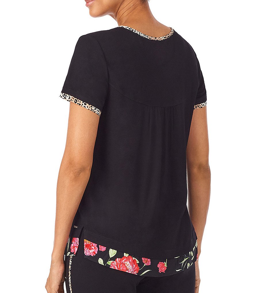 Kensie Solid Short Sleeve Jersey Knit Coordinating Sleep Top