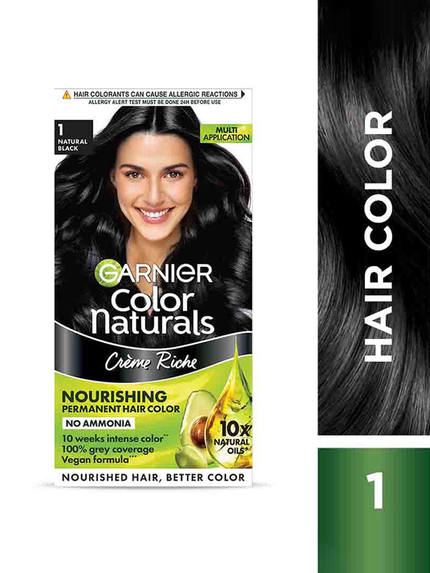 Garnier Color Naturals Creme Hair Color Shade 1 Natural Black - 70 ml + 60 gm