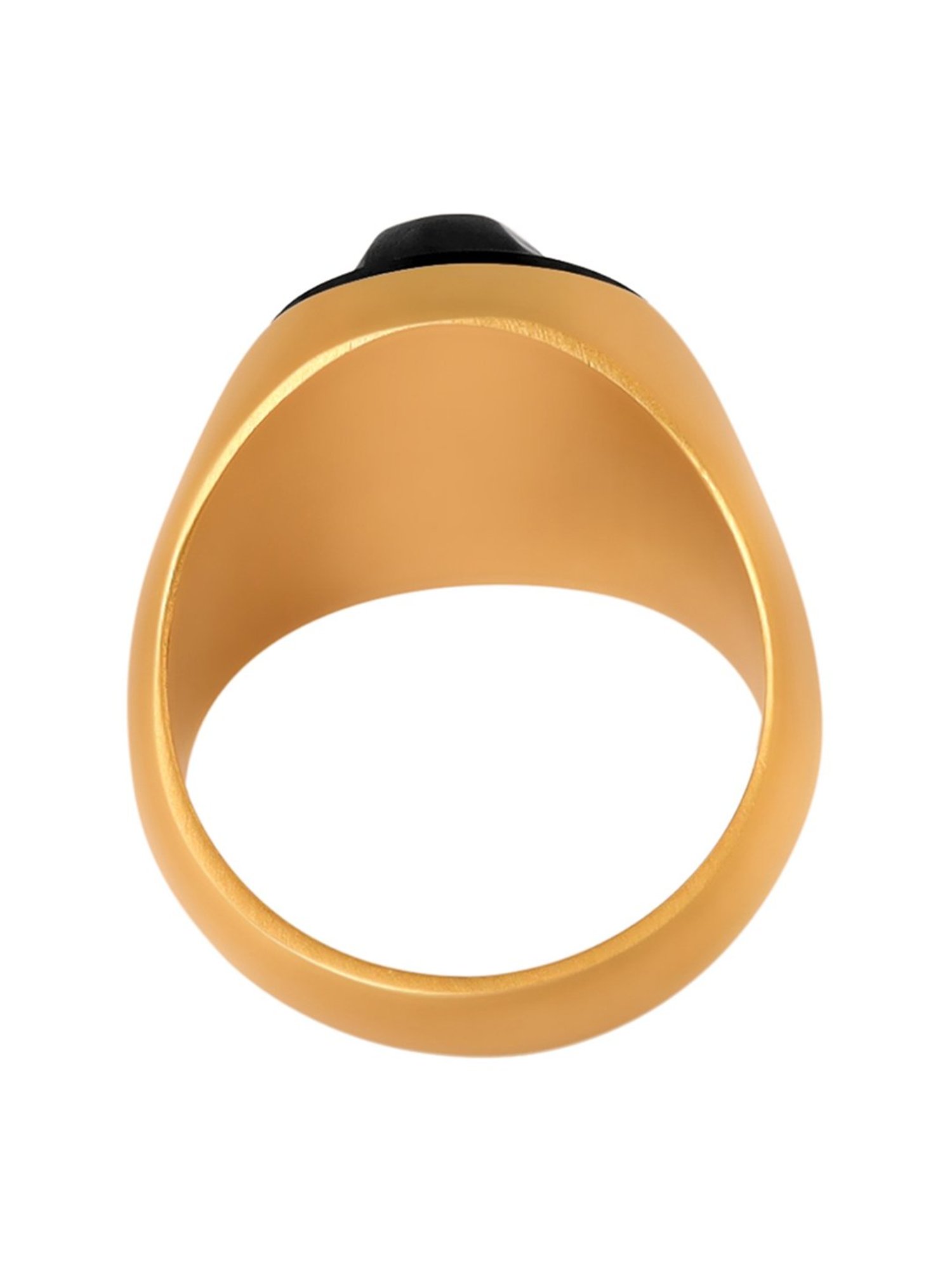 Police Gold-Plated Black Juneau Ring for Men