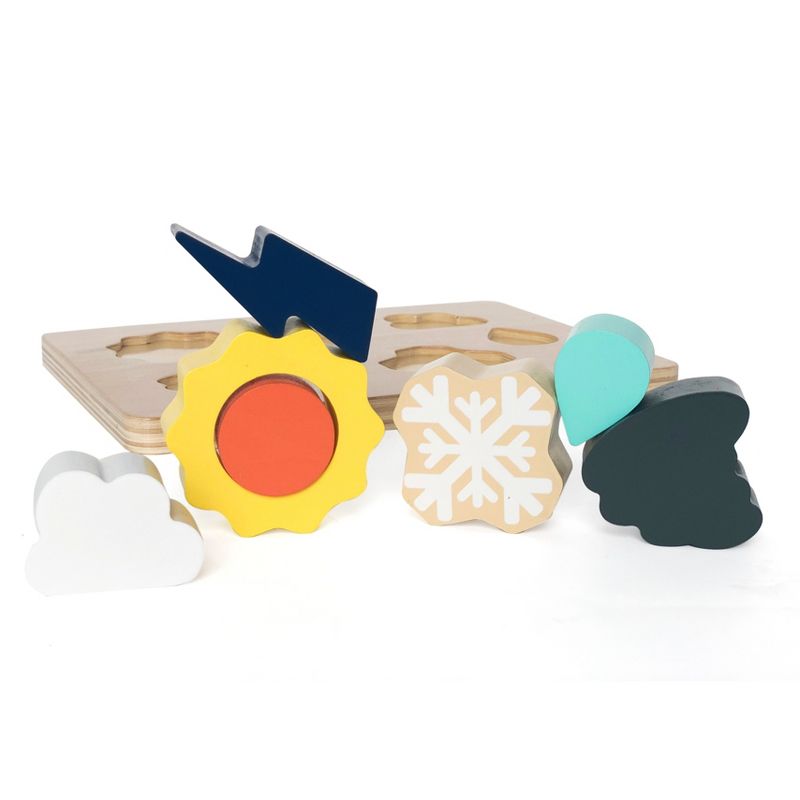 Leo & Friends Weather Shape Puzzle Kit with 6 Weather Wooden Pieces and 1 Board