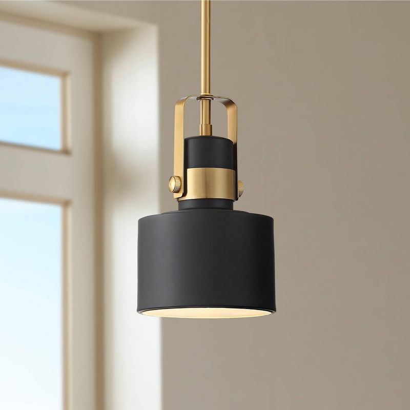 Barnes and Ivy Black Burnished Brass Mini Pendant Light 6 1/2" Wide Modern Fixture for Kitchen Island Dining Room
