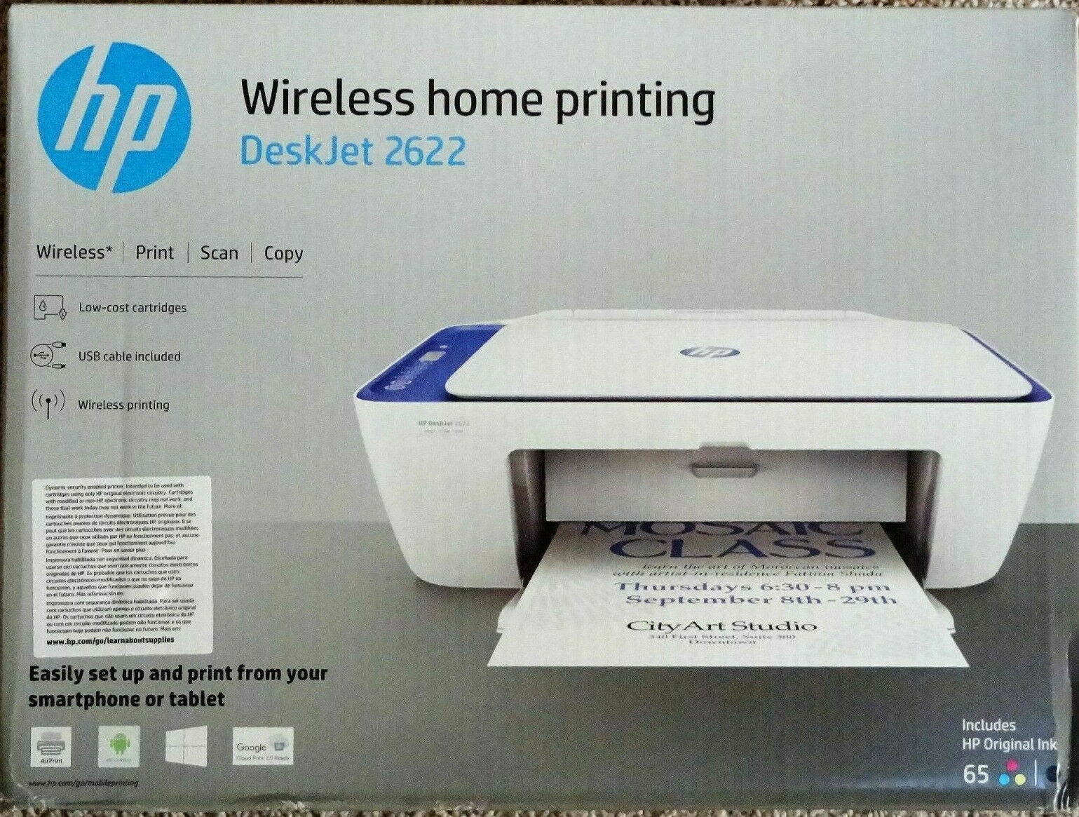 New HP Deskjet 2622/2624 Inkjet Printer-All in One-Wireless-Mobile Print+Free INK-New!