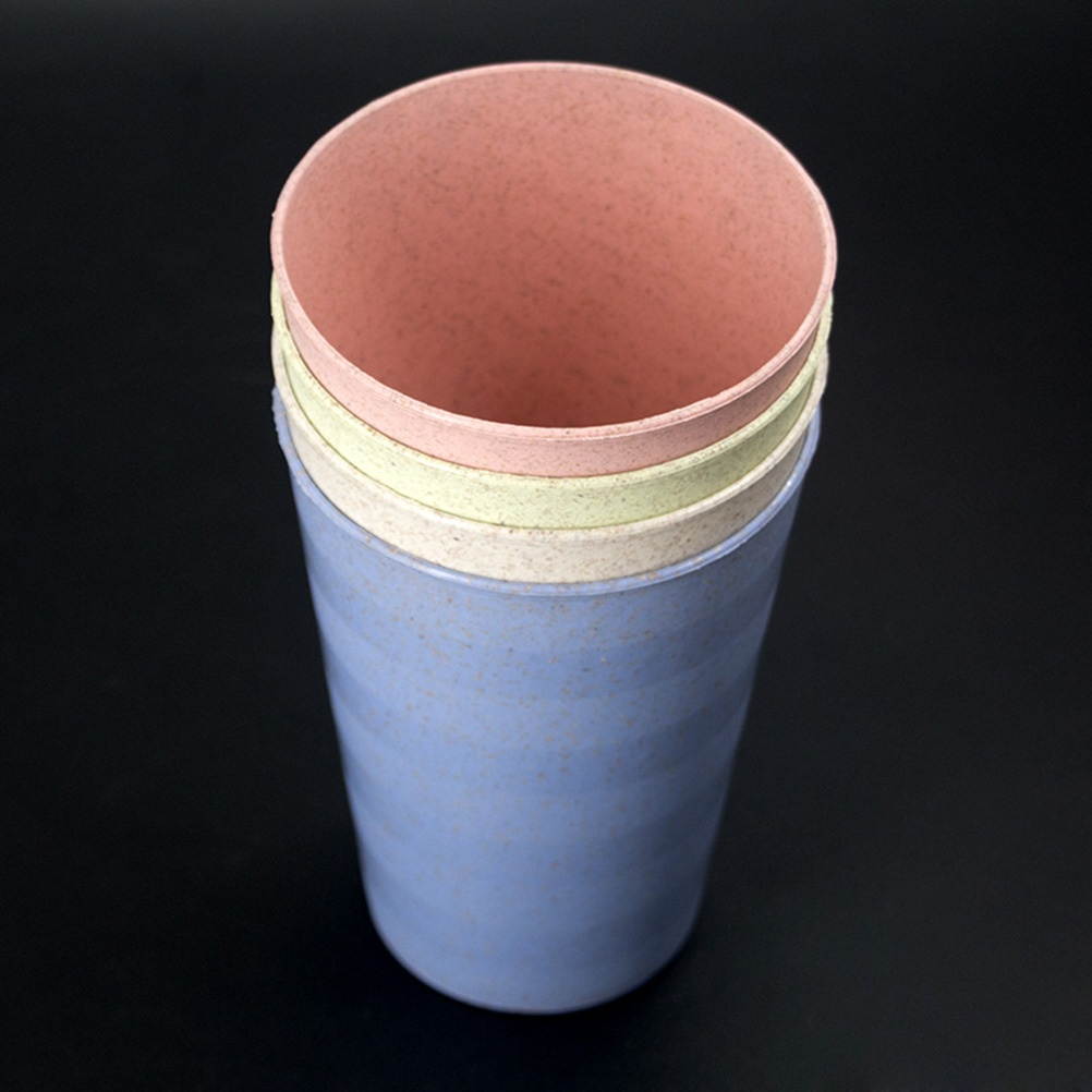 4pcs Wheat Straw Drink Cups Mugs Couple Brushing Toothbrush Cups for Coffee Wate Tea