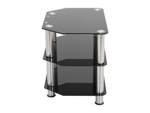 AVF SDC600CM-A up to 32" Chrome Effect / Black Glass Classic - Corner Glass TV Stand with Cable Mangement