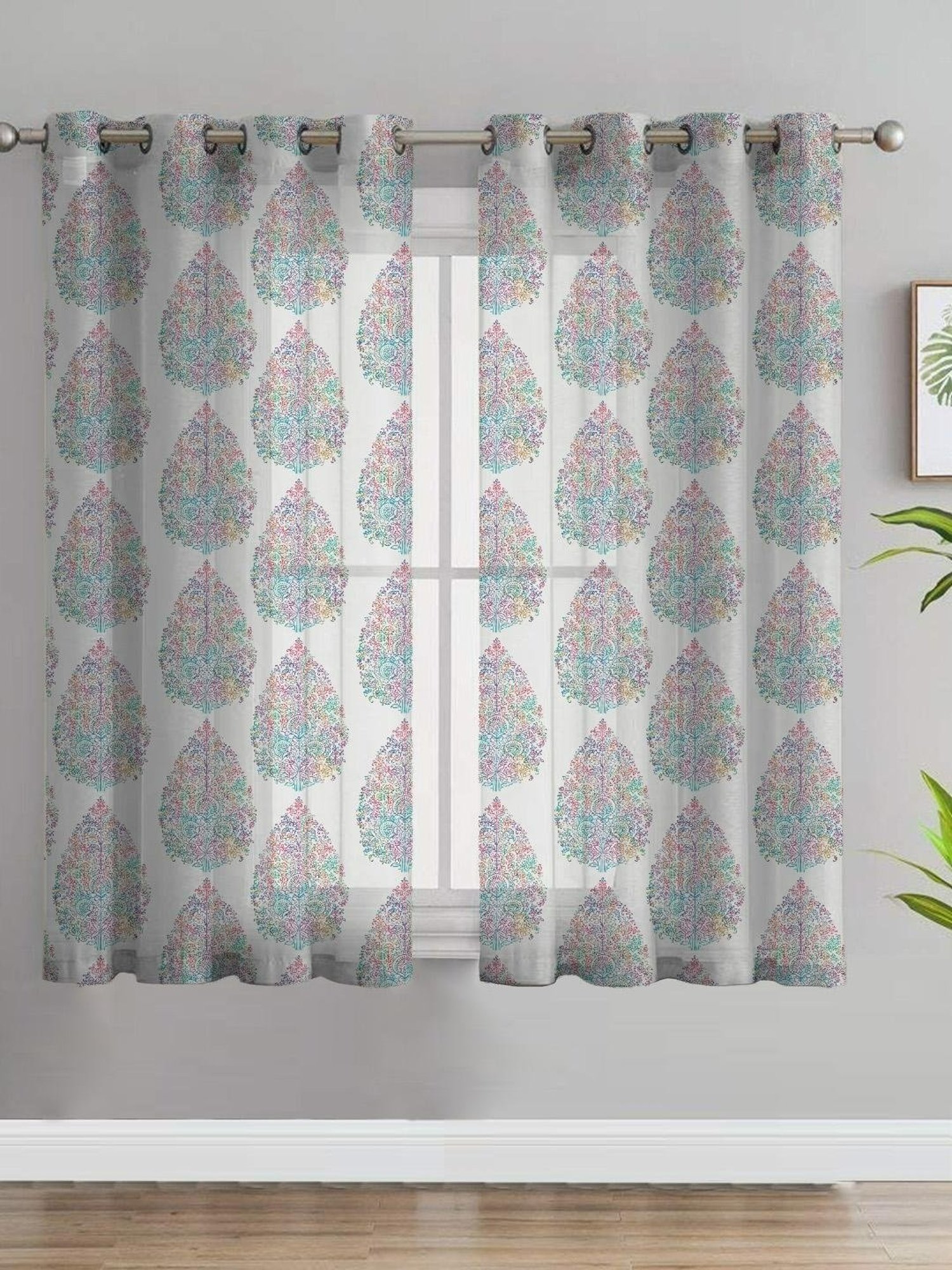 SPACES DRAPE STORY Elegent Digital Print Multicolor Polyester 5 ft Window Curtains - Set of 2