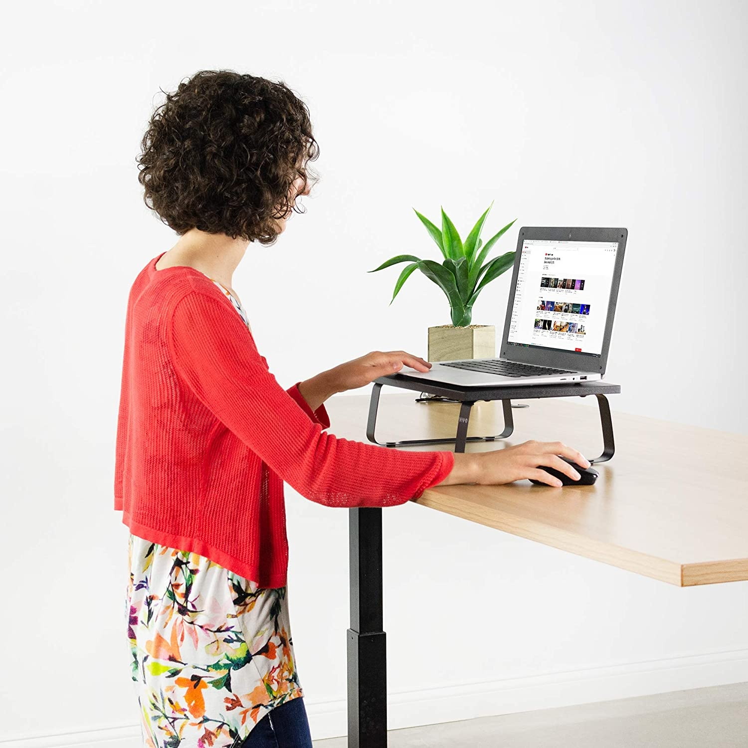 VIVO Black Wood 24" Wide Desktop Stand Ergonomic TV Monitor Riser Desk Organizer