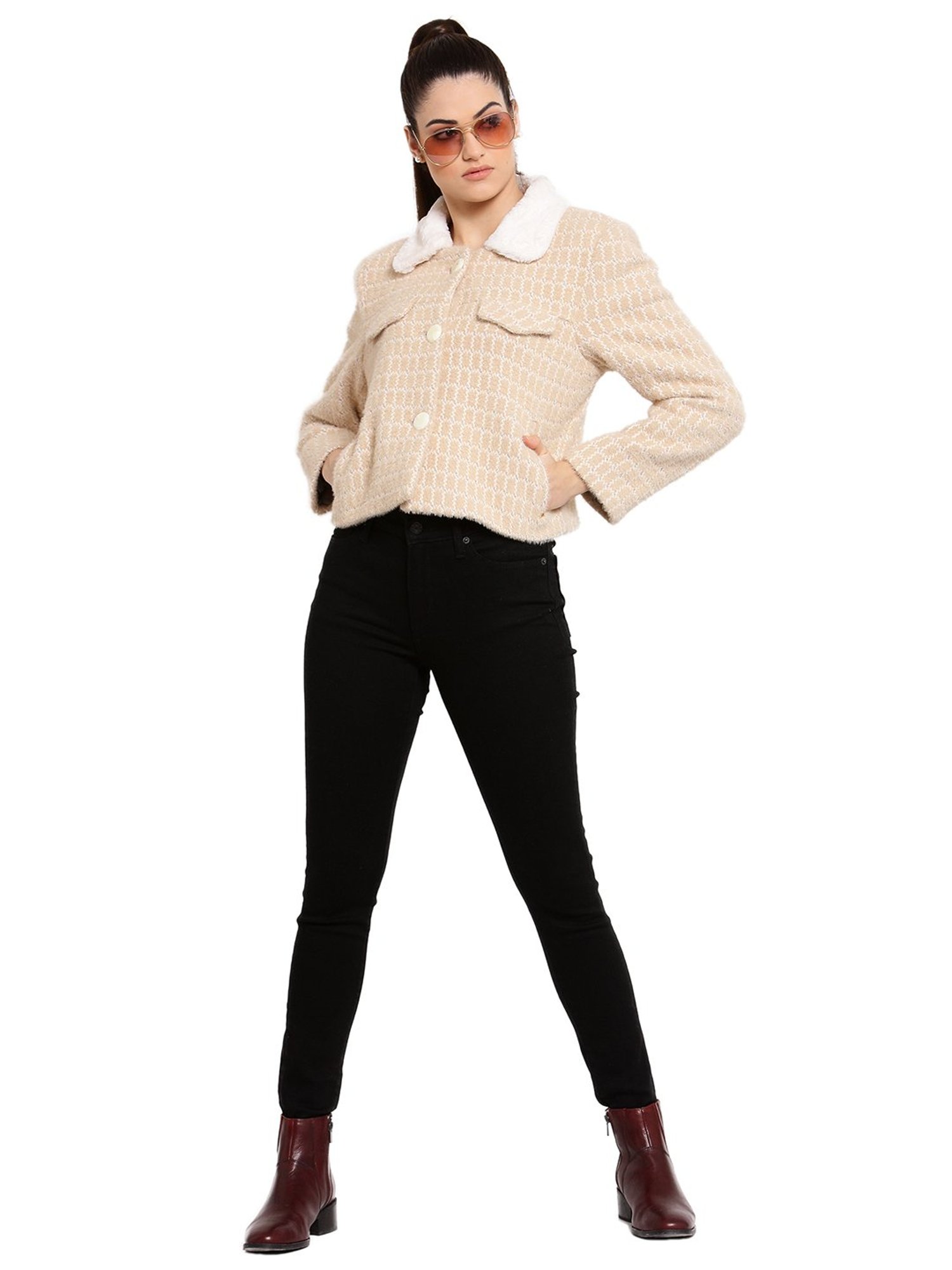 Juelle Beige Full Sleeves Casual Jacket