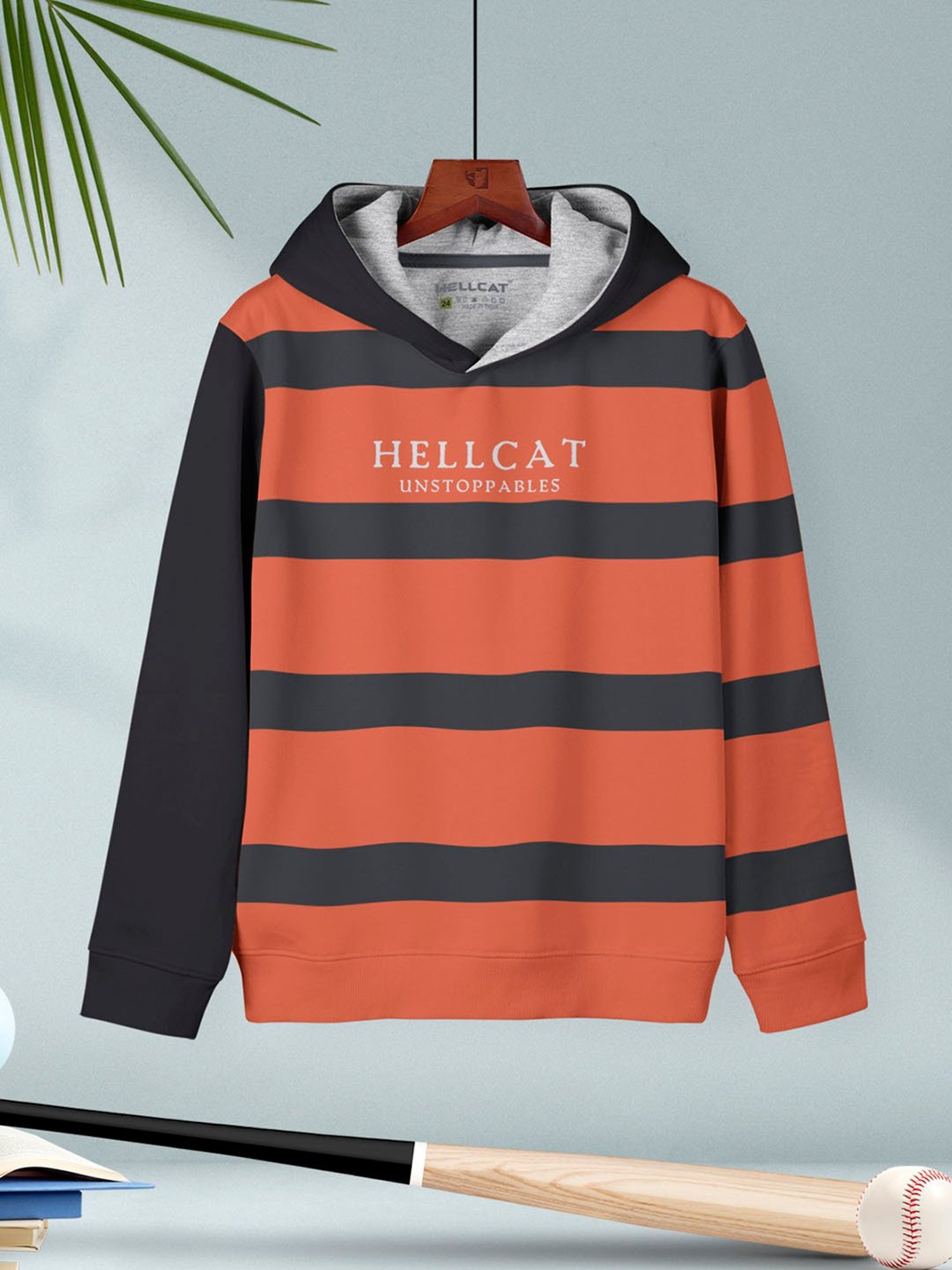 HELLCAT Kids Orange & Beige Printed Full Sleeves Sweatshirt (Pack Of 2)