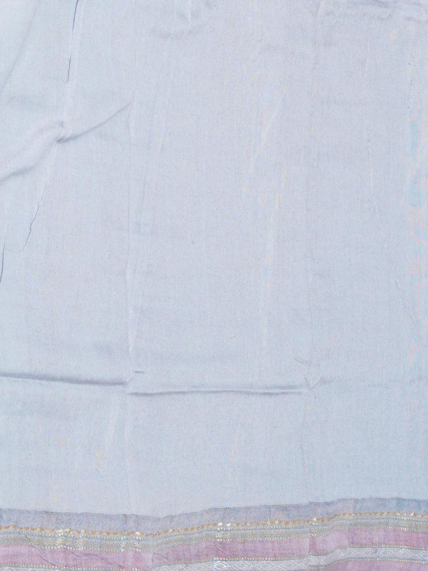 Unnati Silks Blue & Pink Silk Printed Saree With Unstitched Blouse