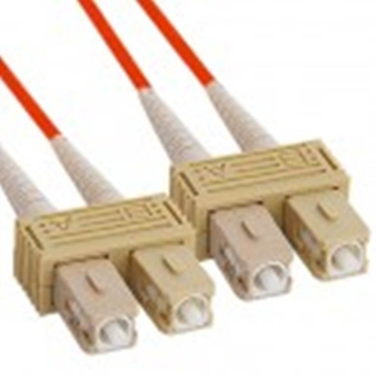 SC Fiber Optic Patch Cord, Duplex, Multimode (OM1), Orange, 2 Meters