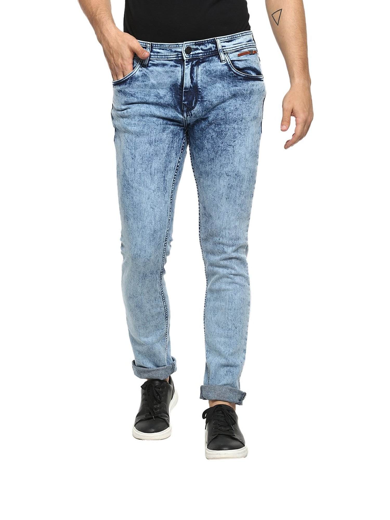 Red Chief Blue Narrow Fit Heavily Washed Jeans