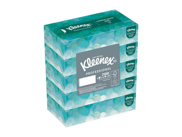 Kleenex Facial Tissue (21005), Flat Tissue Boxes, 6 Bundles / Case, 5 Boxes / Bundle, 100 Tissues / Box