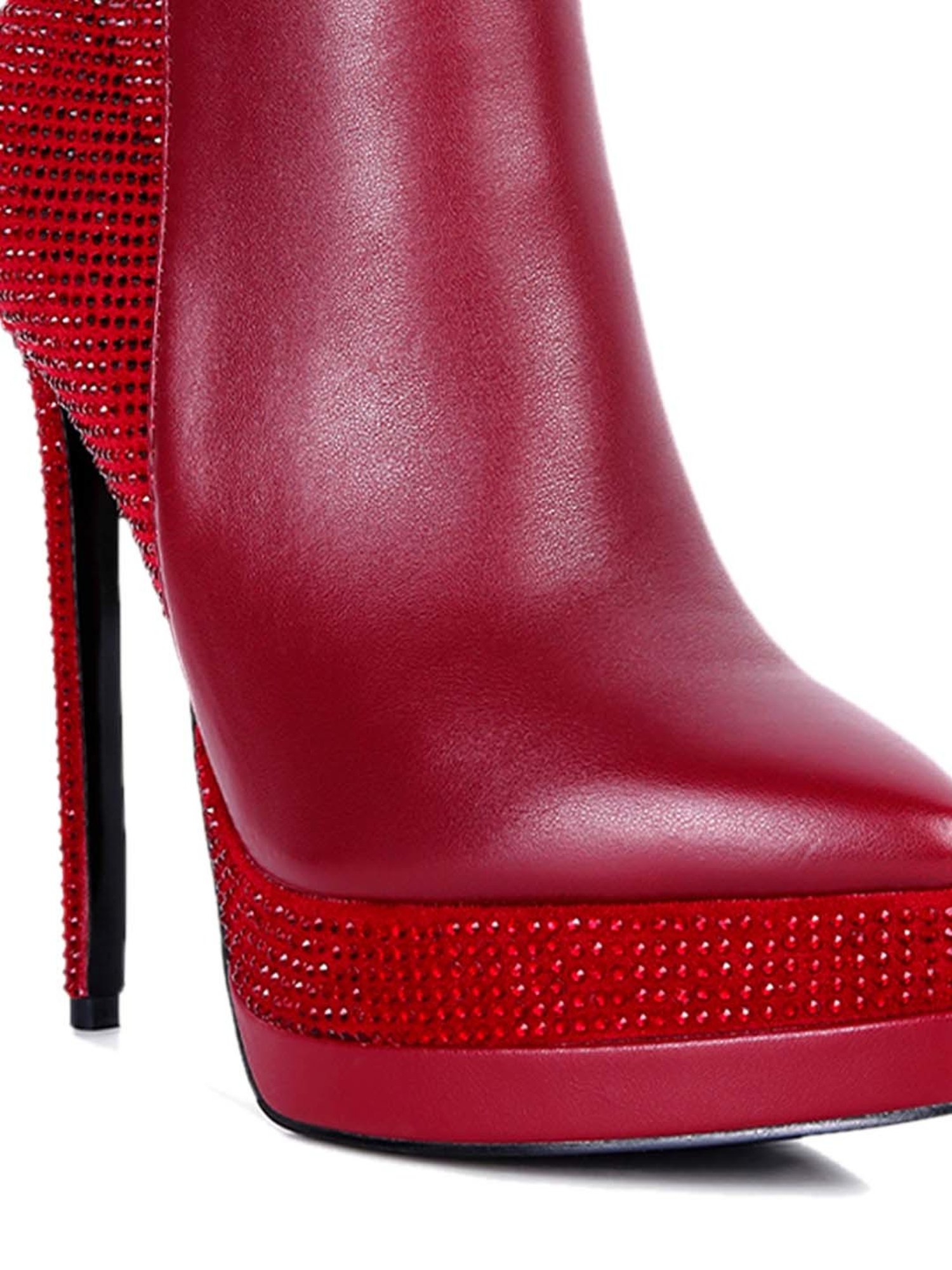 London Rag Women's Burgundy Stiletto Booties