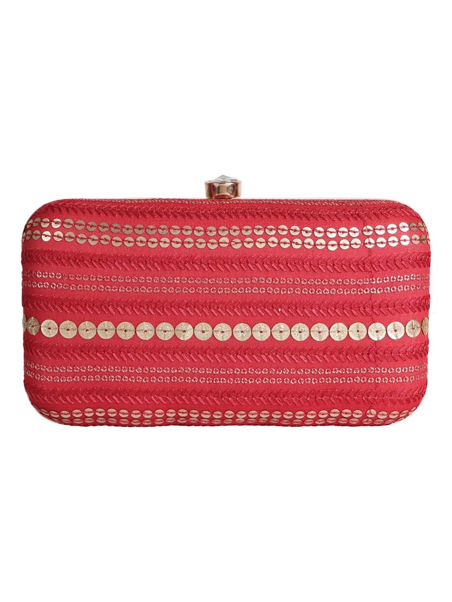 Horra Red Embellished Clutch