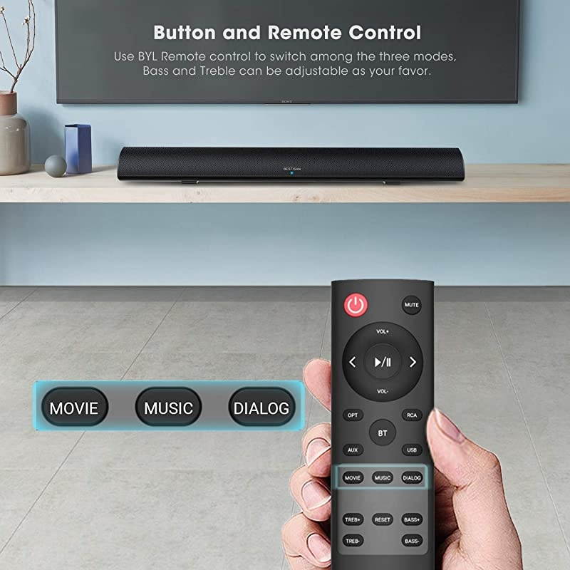 40 Inch Soundbar Bestisan Sound Bar Wireless and Wired Audio Bluetooth 50 TV Speakers with IR Remote Function 2019 Beef Up Version 60 Days Home Trial