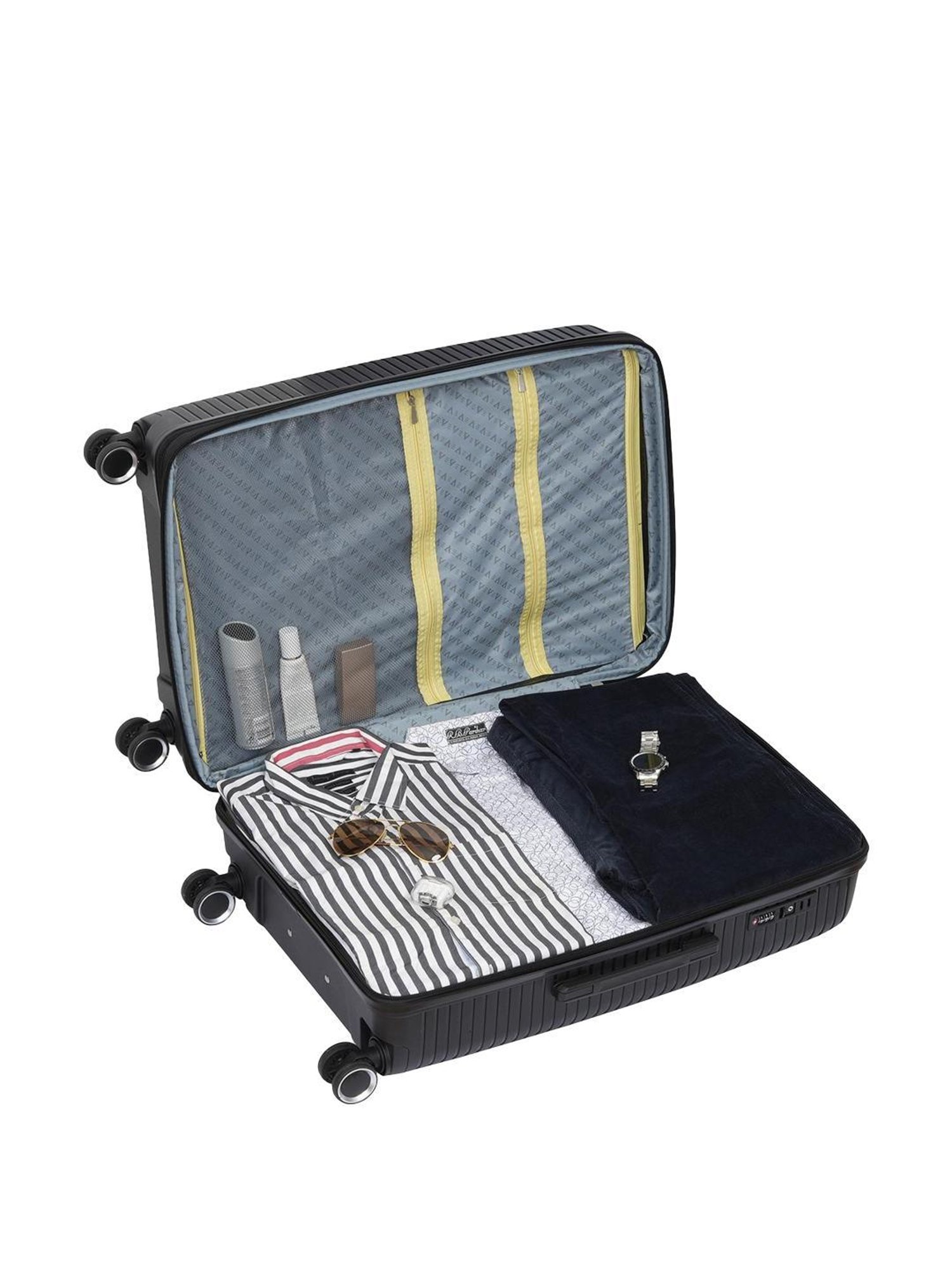 The Vertical Stellar Black Wheels 8 Medium Hard Cabin Trolley Bag