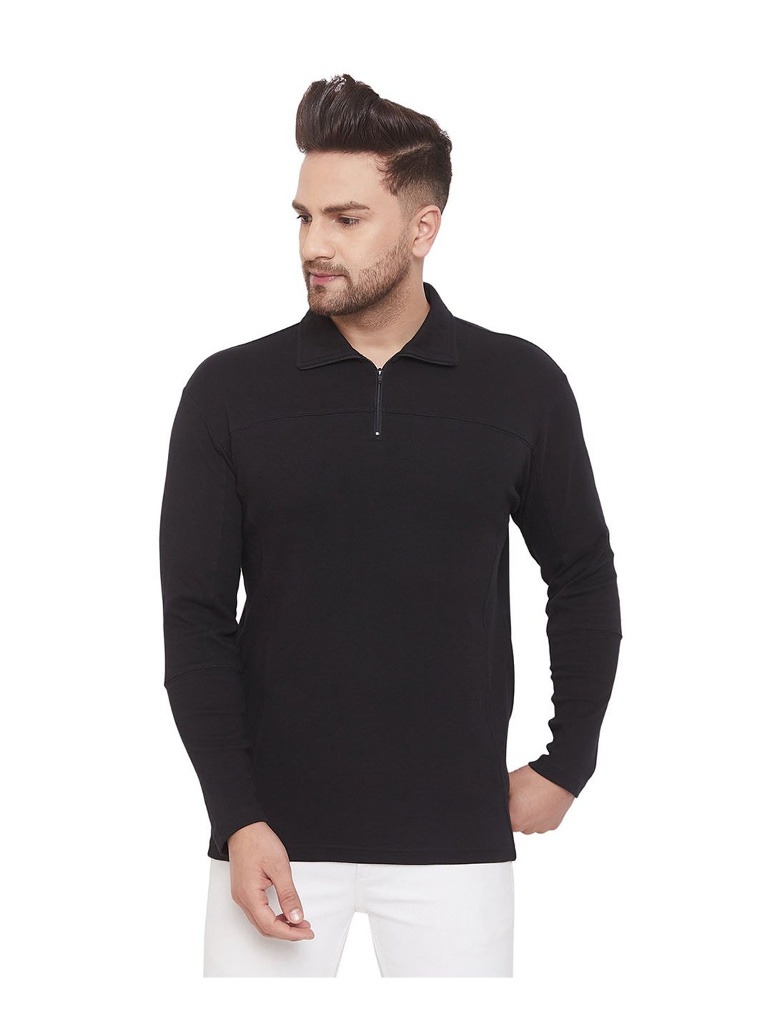 Hypernation Black Regular Fit Polo T-Shirt