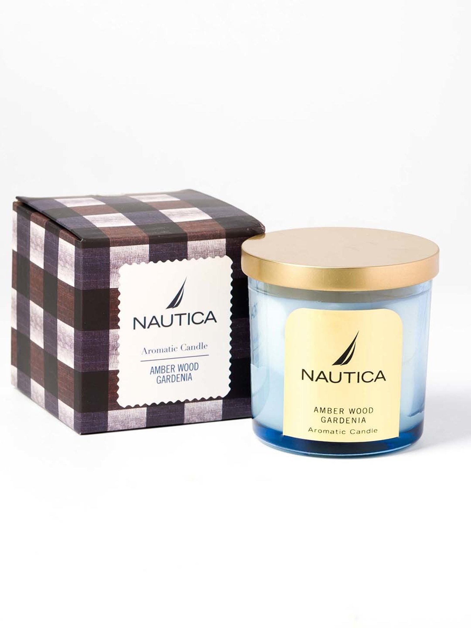 Nautica Blue Wax Amber Wood Gardenia Aroma Scented Candle