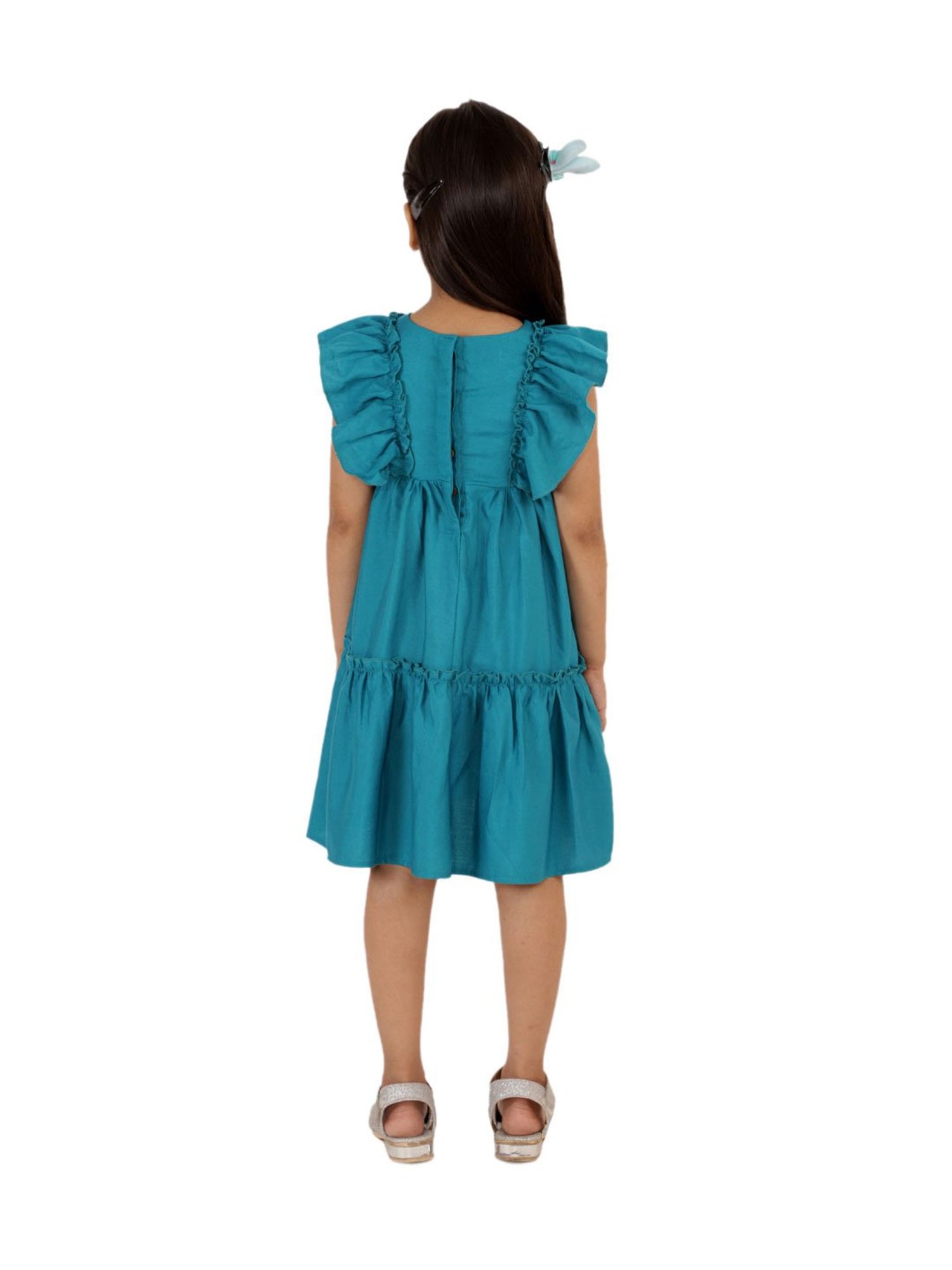 KidsDew Kids Blue Solid Dress