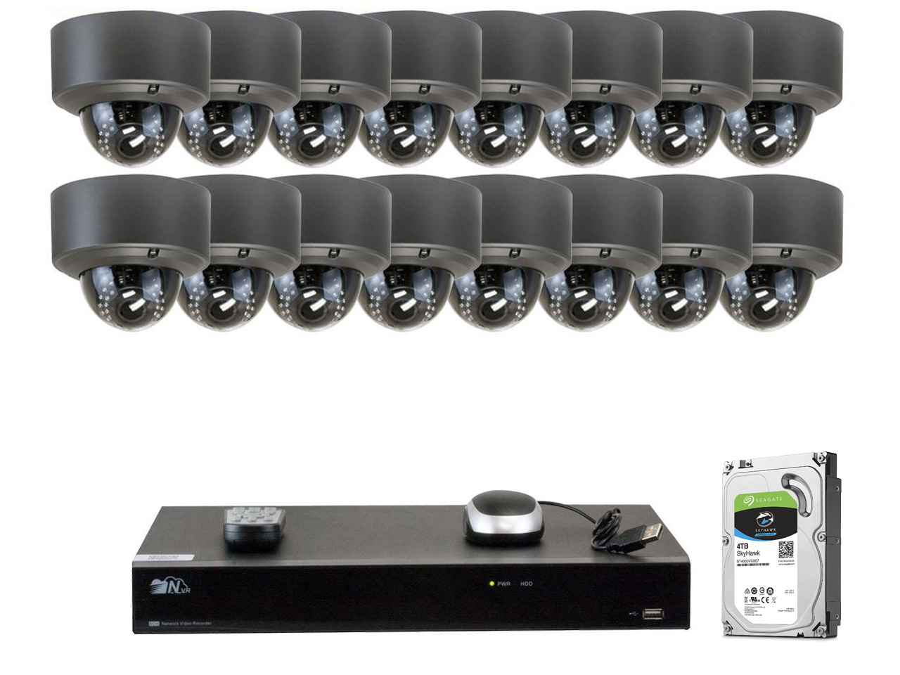 GW Security 32CH H.265 4K NVR 5-Megapixel (2592 x 1520) 4X Optical Zoom Network Plug & Play Video Security System, 32pcs 5MP 1920p 2.8-12mm Motorized Zoom POE Weatherproof Dome IP Cameras
