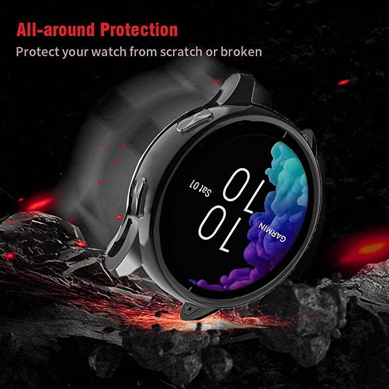Compatible for Garmin Venu Case,  All-Around Protective TPU Bumper Cover Screen Protector Case Cover Compatible for Garmin Venu GPS Smartwatch (Black)