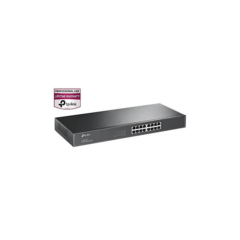 16 Port Gigabit Ethernet Switch | Plug and Play | Sturdy Metal w/ Shielded Ports | Rackmount | Fanless | Limited Lifetime Protection | Unmanaged (TL-SG1016)