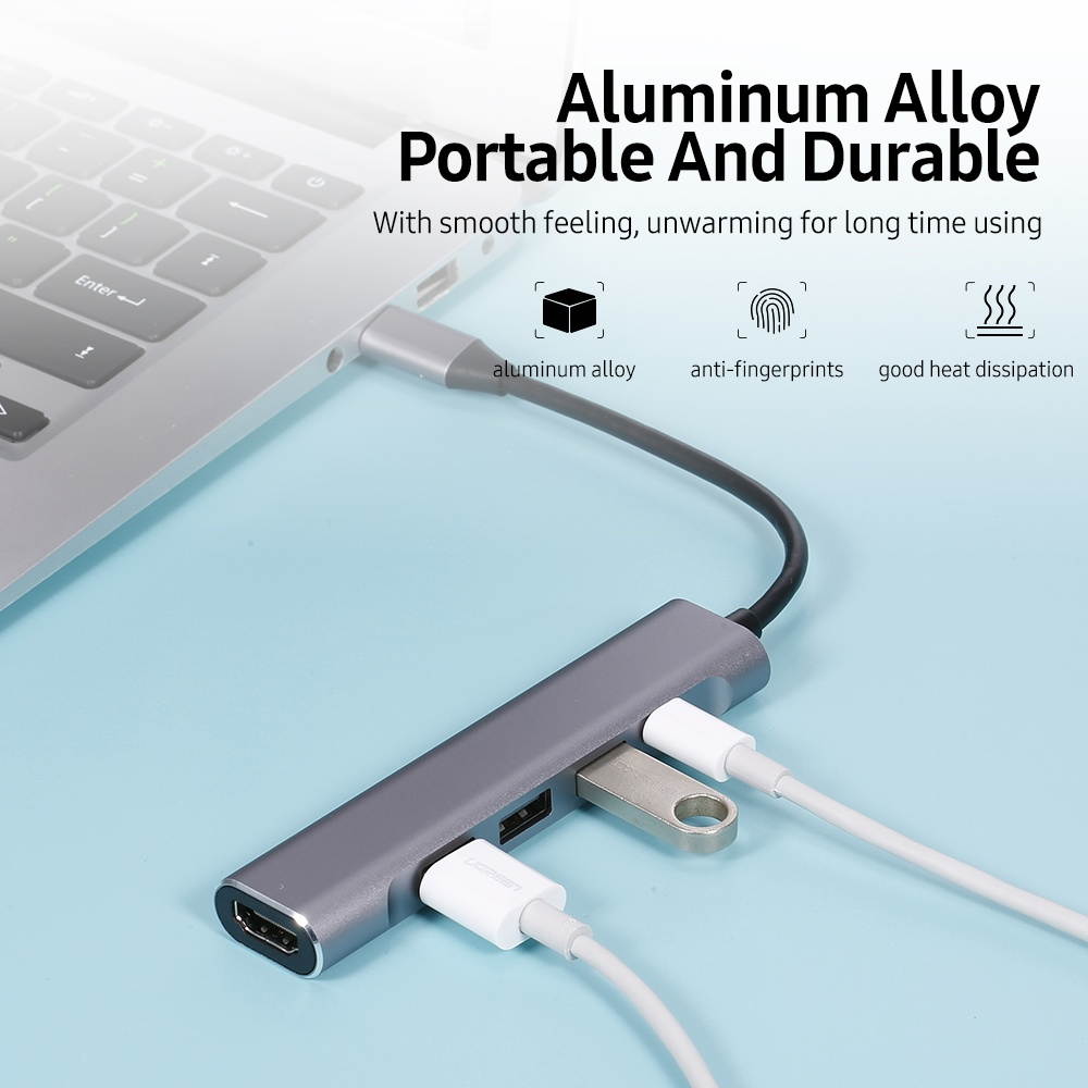 5-in-1 USB-C Hub USB3.0 USB2.0 Type-C to 4K HD Converter PD Quick Charge /Data Transfer USB Hub