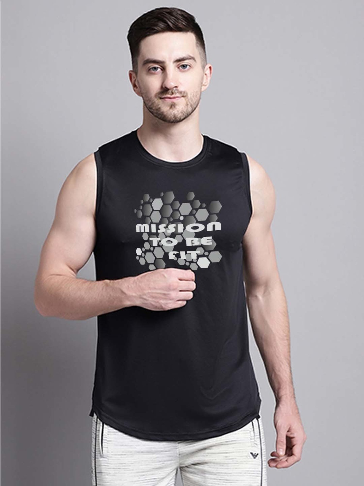 Friskers Black Regular Fit Graphic Sports T-Shirt