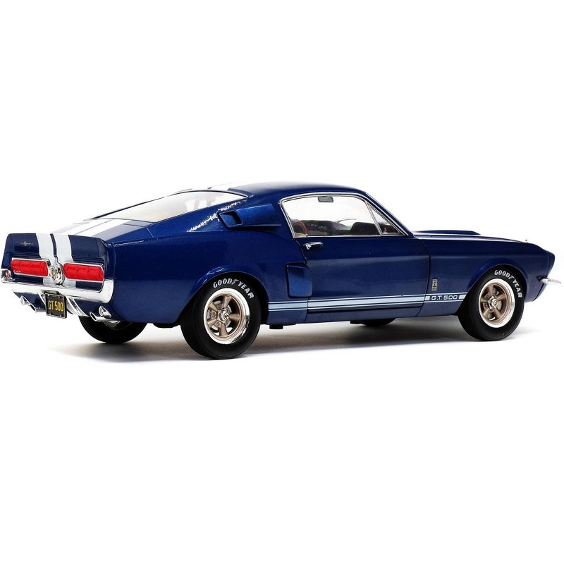 1967 Ford Mustang Shelby GT500 Nightmist Blue Metallic with White Stripes 1/18 Diecast Model Car by Solido