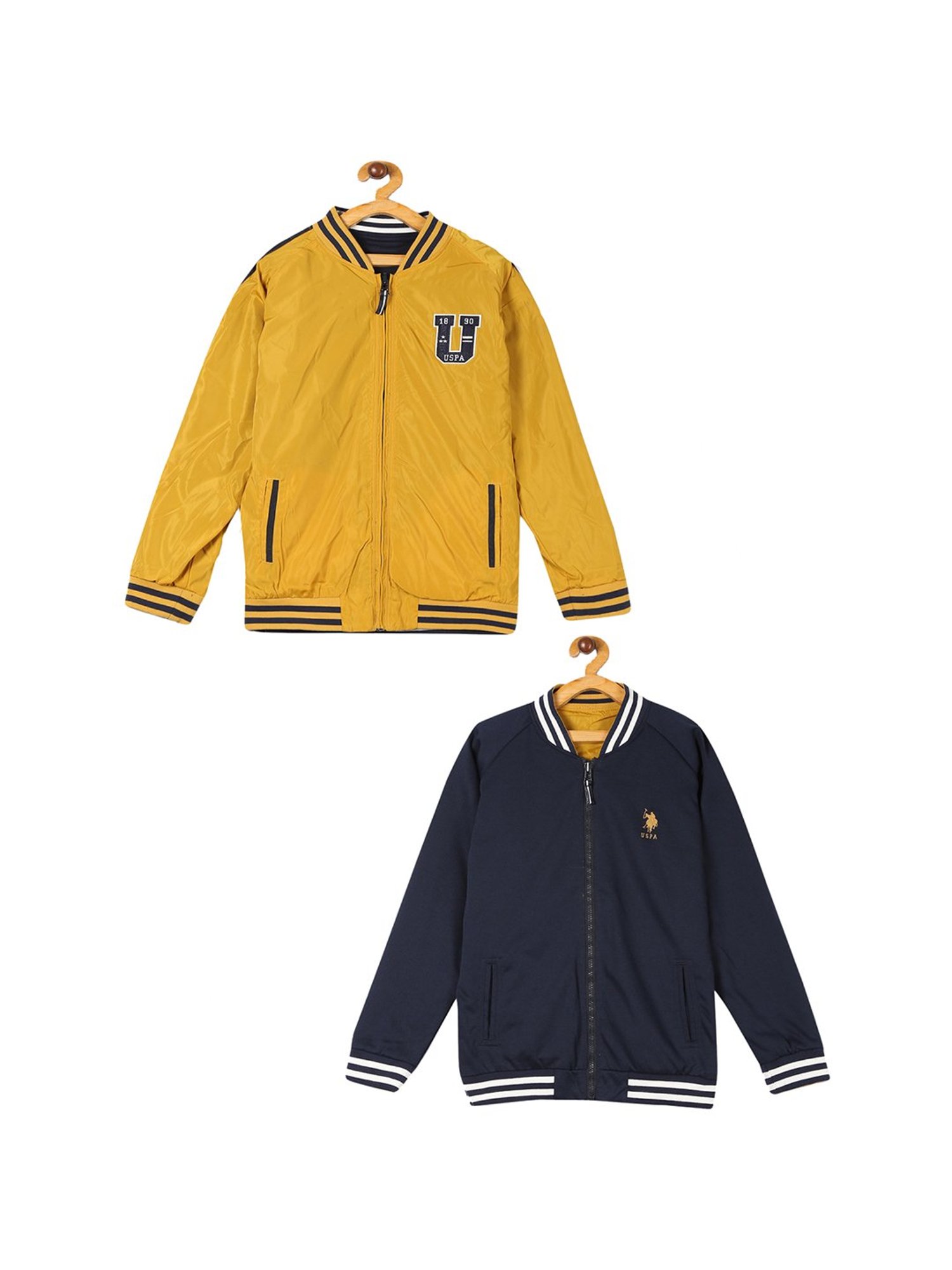 U.S. Polo Assn. Kids Yellow & Navy Solid Jacket