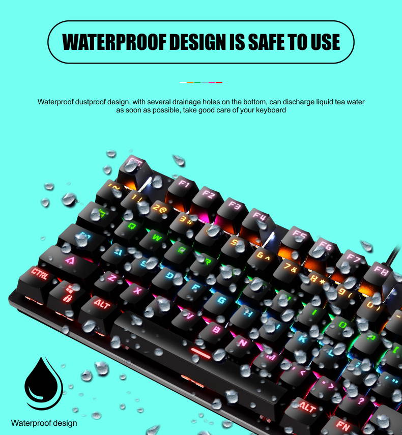 LEAVEN K550 Punk Mechanical Keyboard 87-key Green Axis Game Competitive Office Keyboard