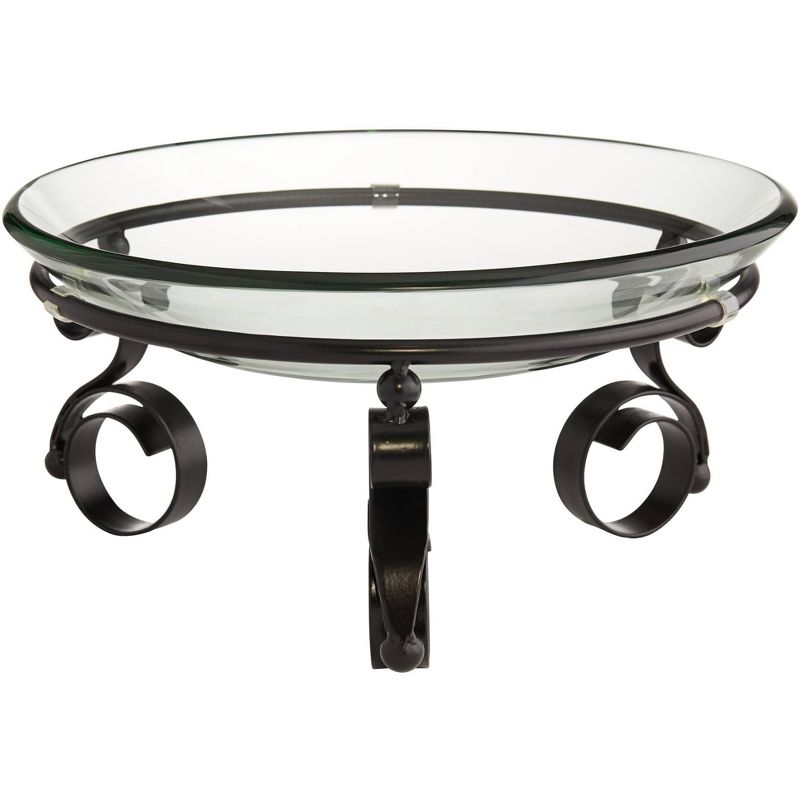 Dahlia Studios Spanish Scroll 15" Wide Metal and Glass Bowl