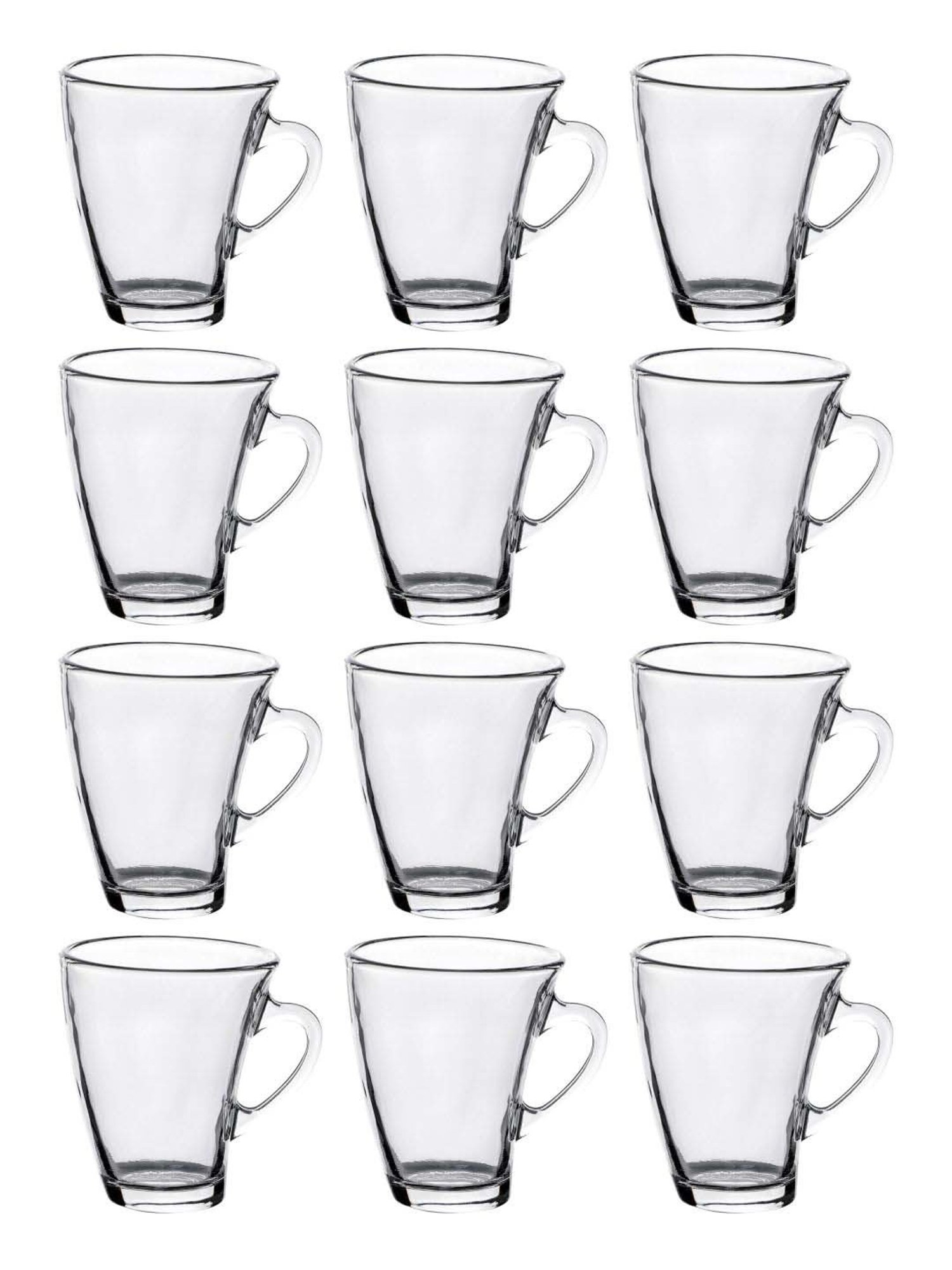 ROXX Delta Transparent Glass Coffee Mug (0.165 L) - Set of 12
