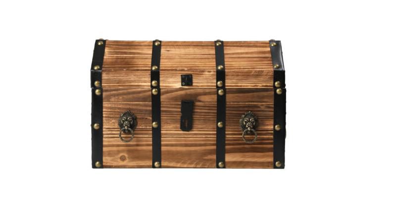 Vintiquewise Large Wooden Pirate Lockable Trunk with Lion Rings