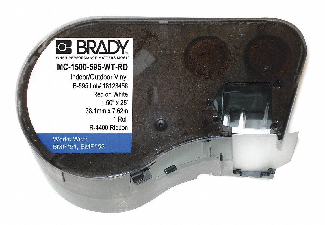 Brady Label Cartridge,Red/White,Vinyl  MC-1500-595-WT-RD