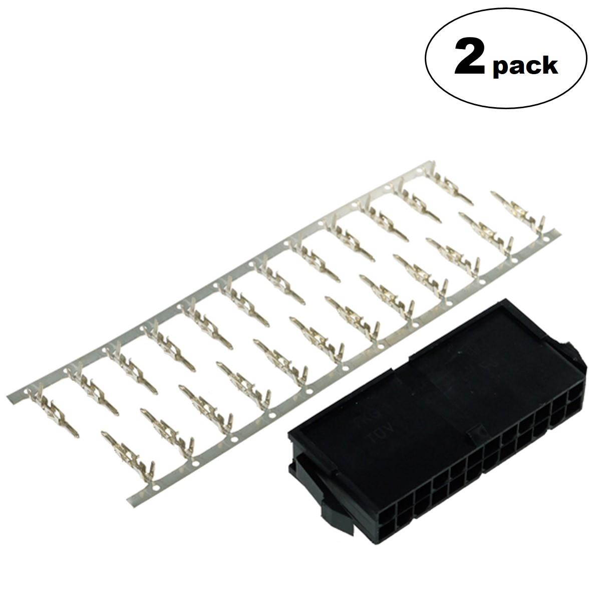 Phobya ATX Power Connector 24 Pin, Male, Black, 2-pack