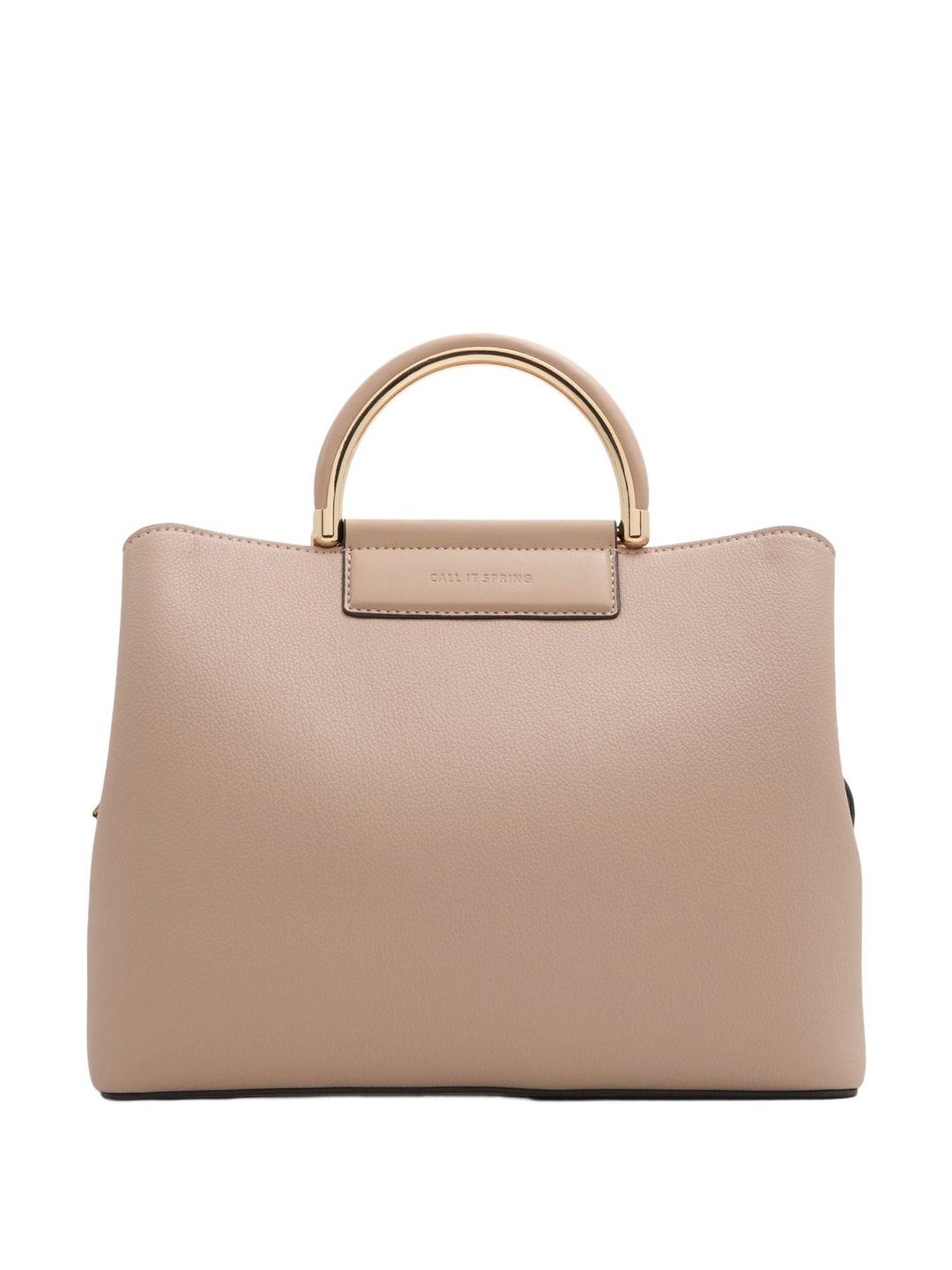 Call It Spring Beige Solid Medium Satchel Handbag