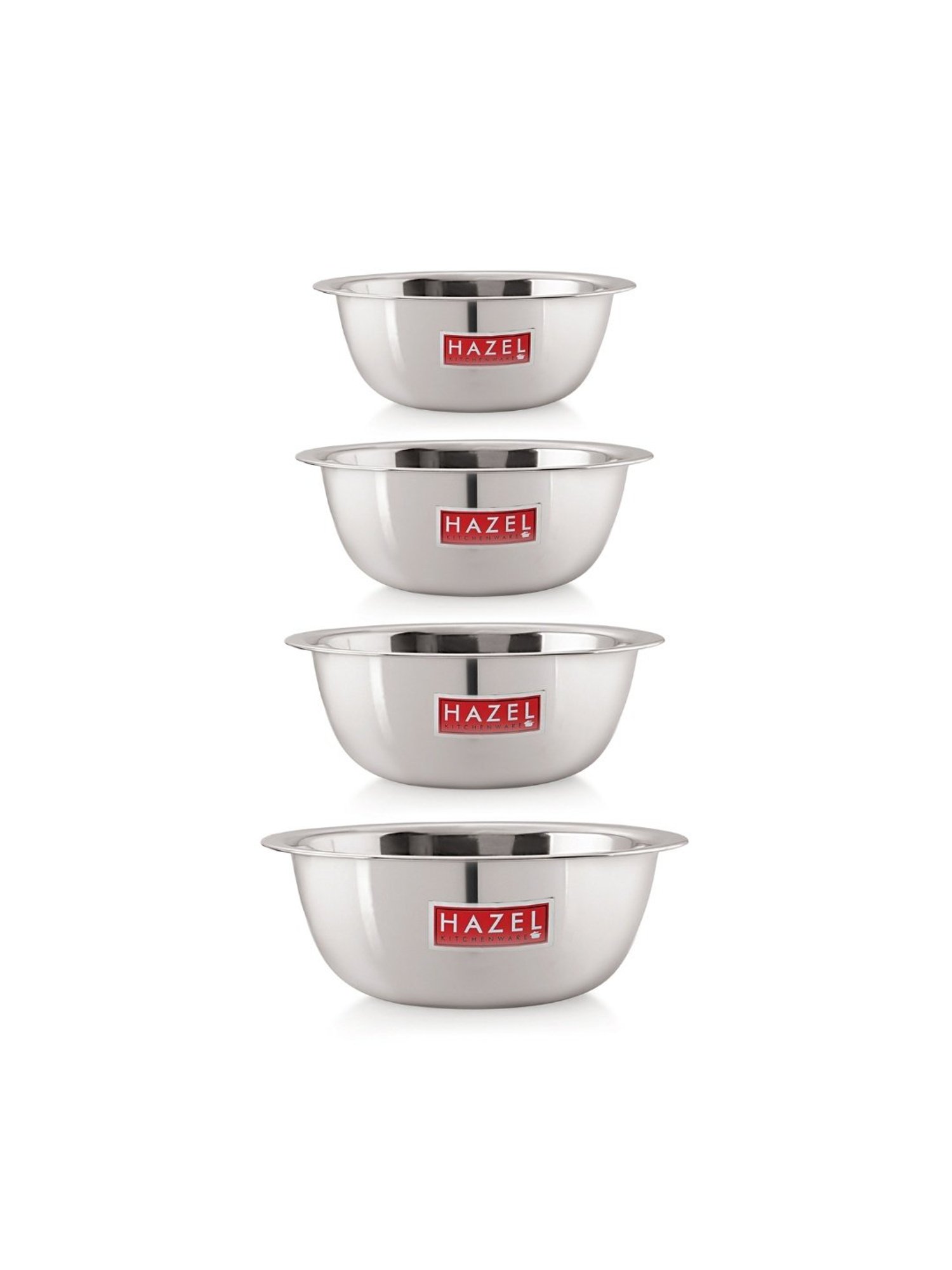 HAZEL Silver Stainless Steel Mixing Bowl - Set of 3 (2.1L)