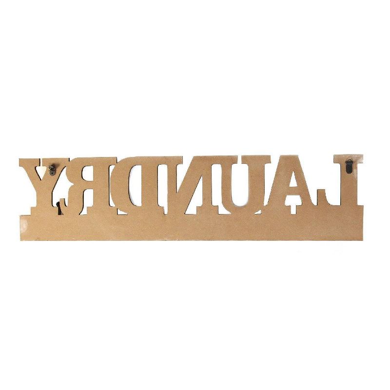 35.25" x 8.5" Laundry Wall Hooks Black/White - Stratton Home Décor