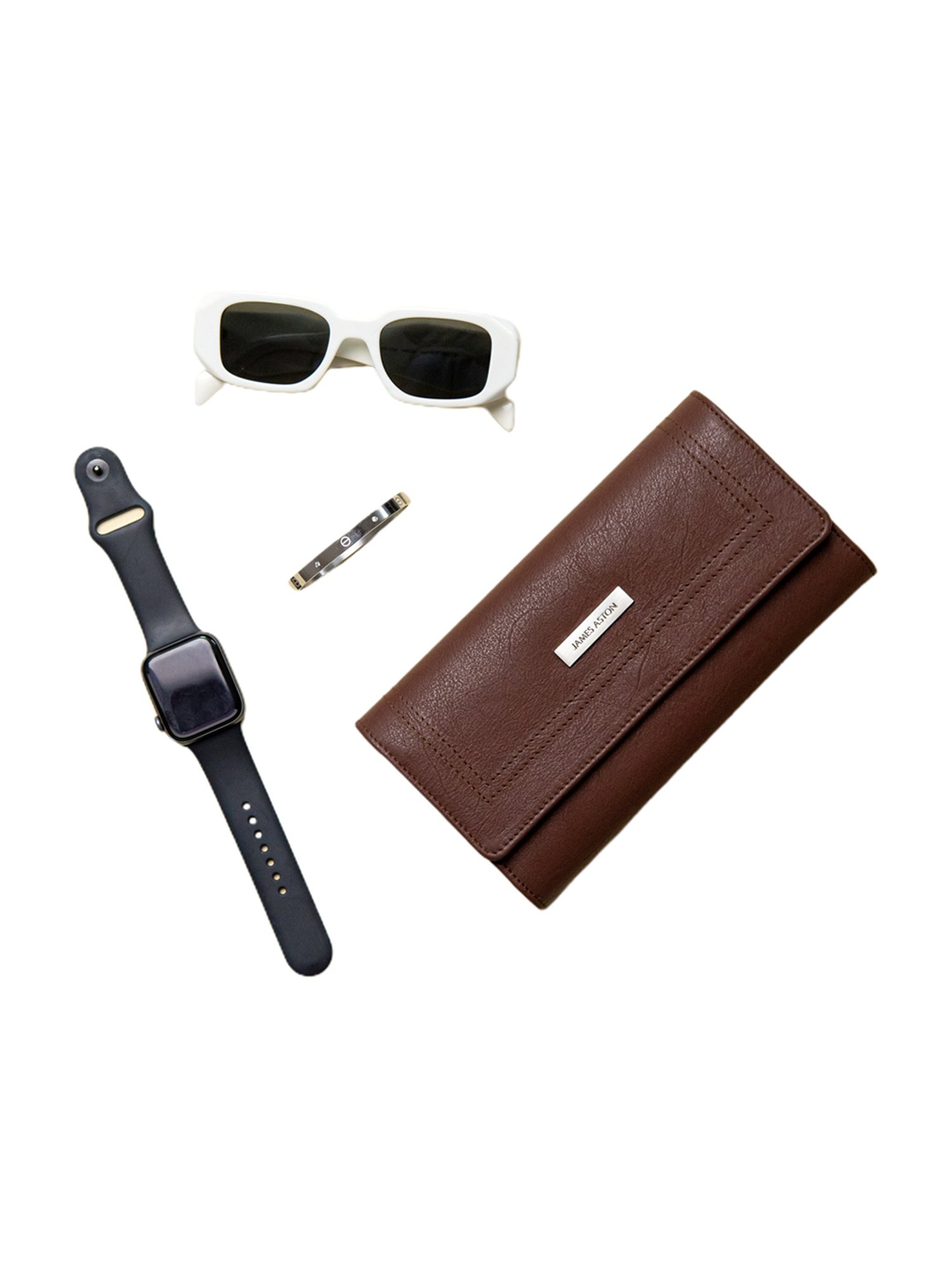 James Aston Gloria Cognac Spanish Leather Clutch