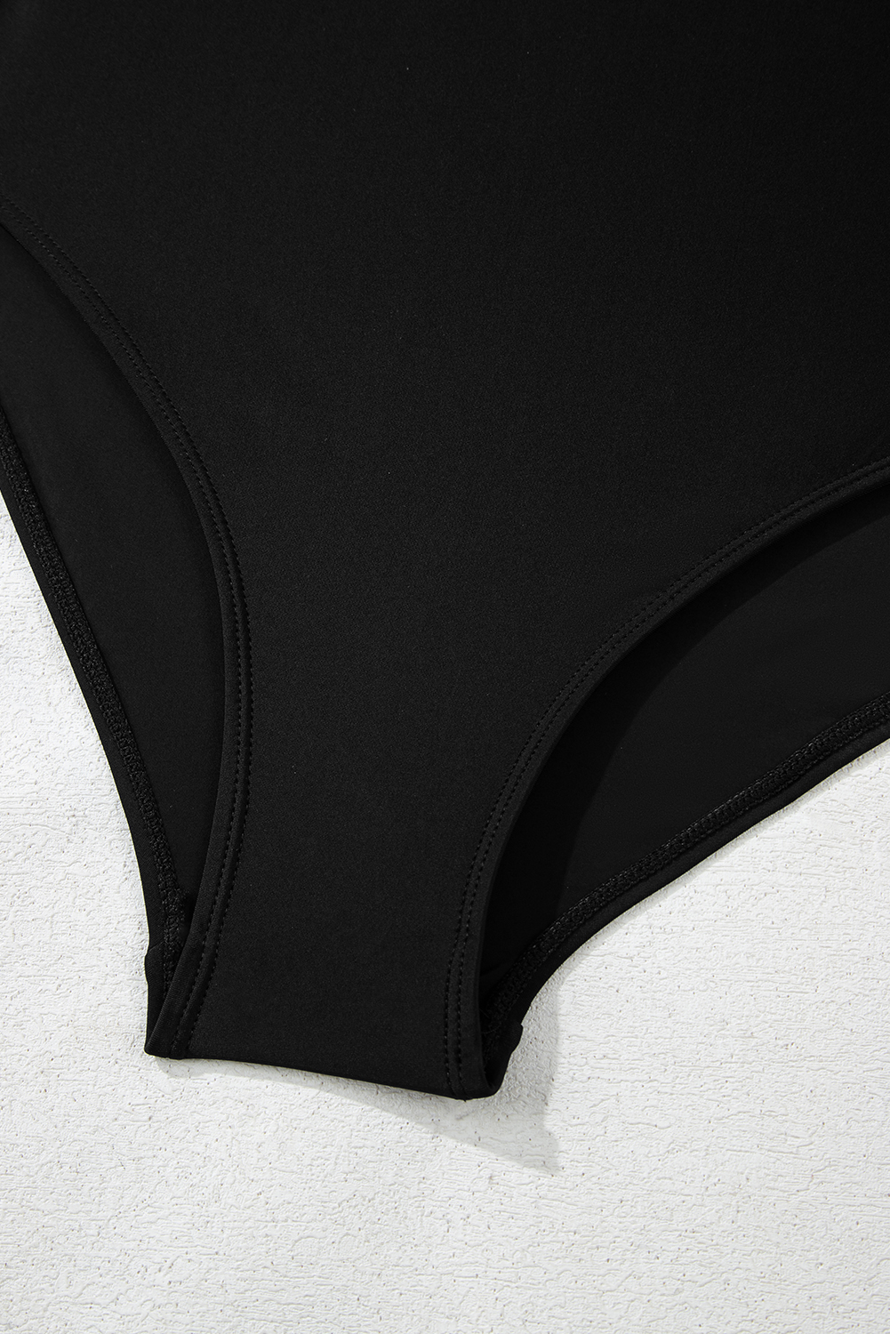 Black Plant Print Zip Front Half Sleeve One Piece Swimsuit